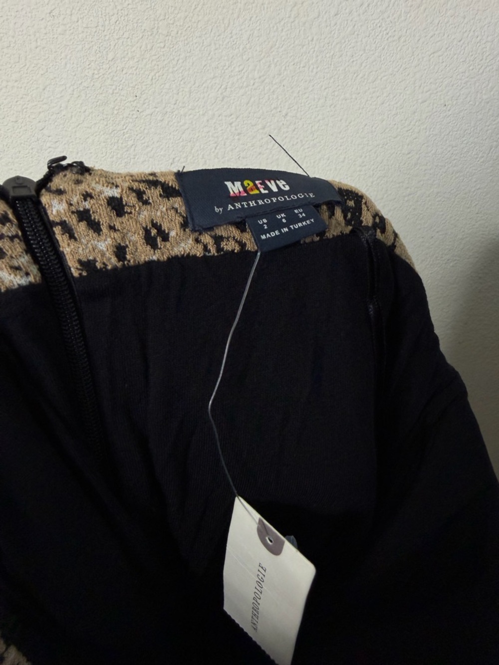 NWT Anthropologie Maeve Animal Print Knit Cut-Out Mini Dress Leopard Size 2 - Picture 11 of 11